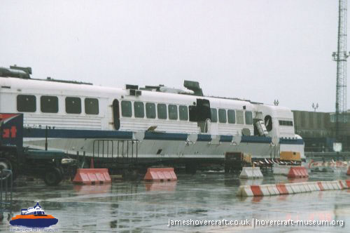 SRN4 Sir Christopher (GH-2008) being broken up at Dover -  (credit: The <a href='http://www.hovercraft-museum.org/' target='_blank'>Hovercraft Museum Trust</a>).